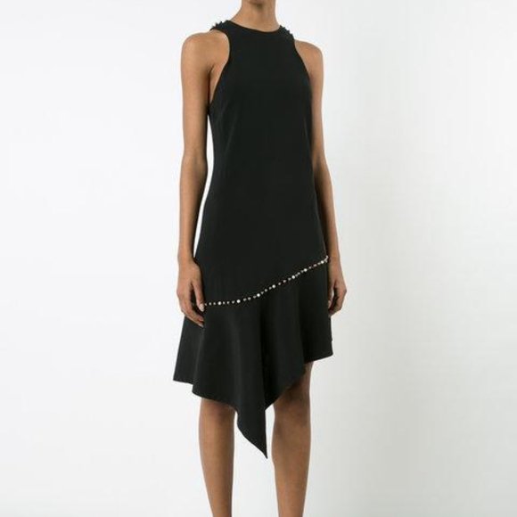 Jonathan Simkhai • Black Pearl Studded Asymmetrical Cocktail Dress | NWT  Size 8 - Picture 1 of 11